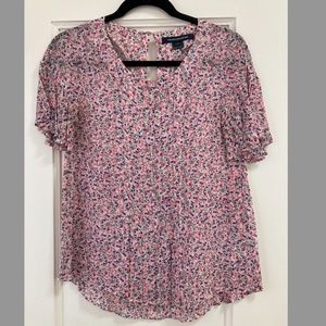 French Connection Pink Floral Pleated Top, Size US 2